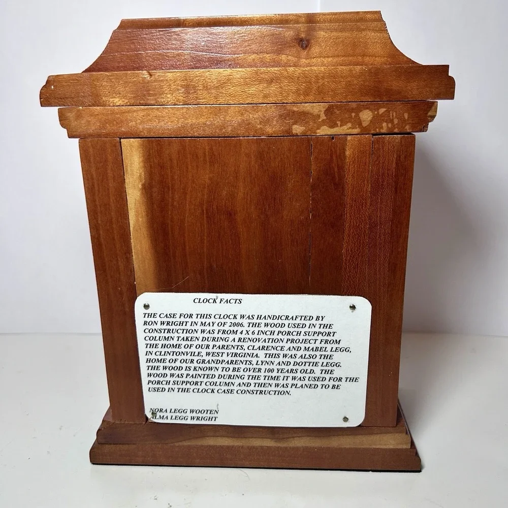 Vintage Mantel Clock From West Virginia Home Support Beam 100 Yr Old